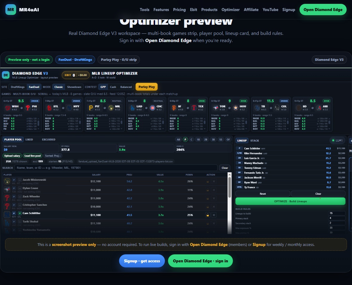 Diamond Edge pool and tools UI